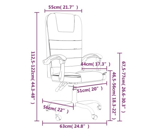 Silla de oficina reclinable con masaje de tela marrón