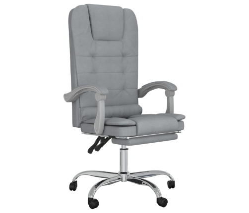 Silla de oficina reclinable con masaje de tela gris claro