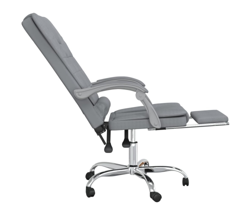 Silla de oficina reclinable con masaje de tela gris claro