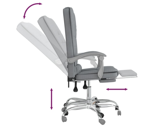 Silla de oficina reclinable con masaje de tela gris claro