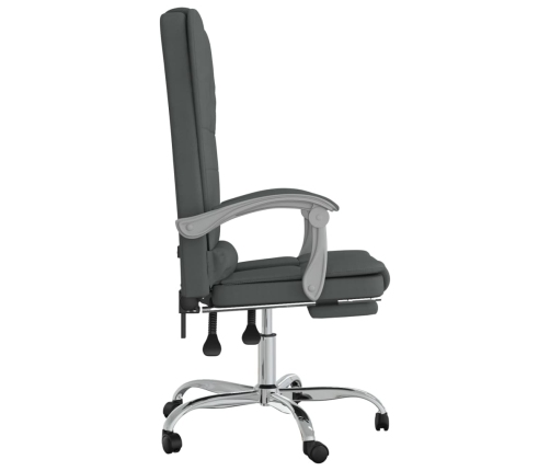 Silla de oficina reclinable con masaje de tela gris oscuro