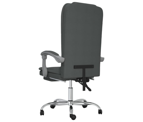 Silla de oficina reclinable con masaje de tela gris oscuro