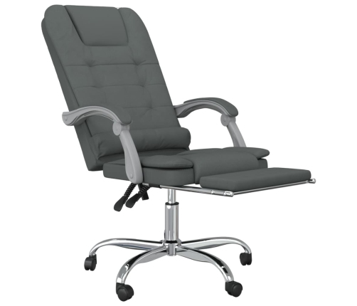 Silla de oficina reclinable con masaje de tela gris oscuro