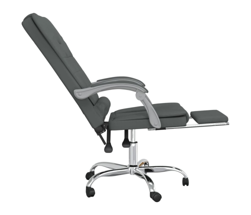 Silla de oficina reclinable con masaje de tela gris oscuro