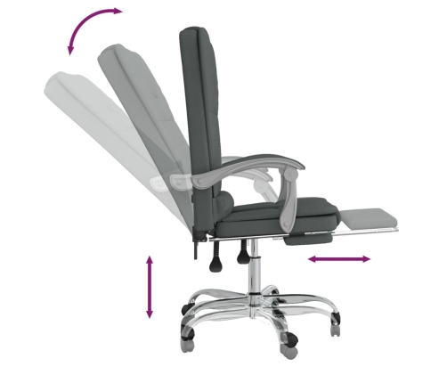 Silla de oficina reclinable con masaje de tela gris oscuro