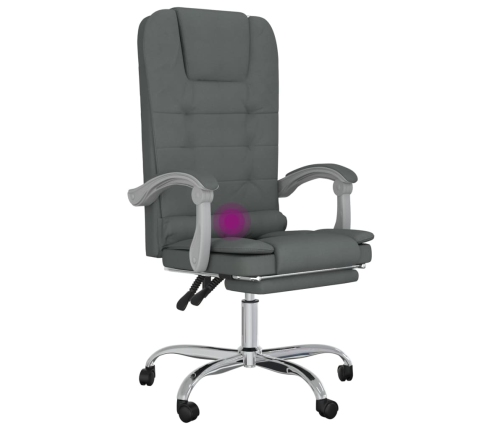 Silla de oficina reclinable con masaje de tela gris oscuro