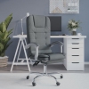 Silla de oficina reclinable con masaje de tela gris oscuro