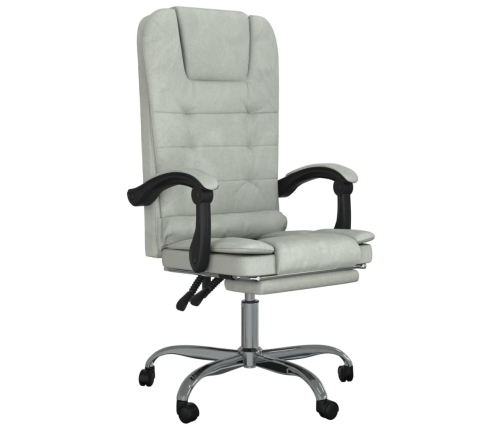 Silla de oficina reclinable con masaje terciopelo gris claro