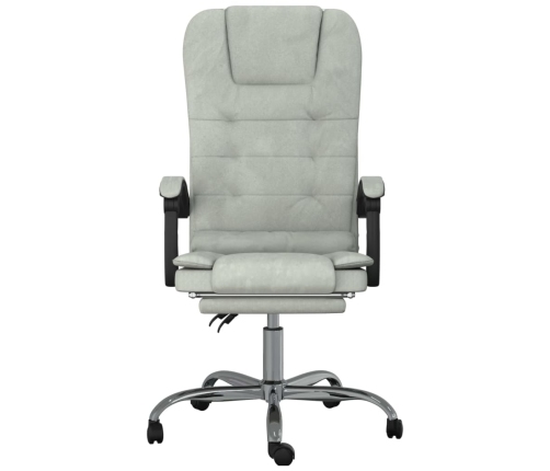 Silla de oficina reclinable con masaje terciopelo gris claro