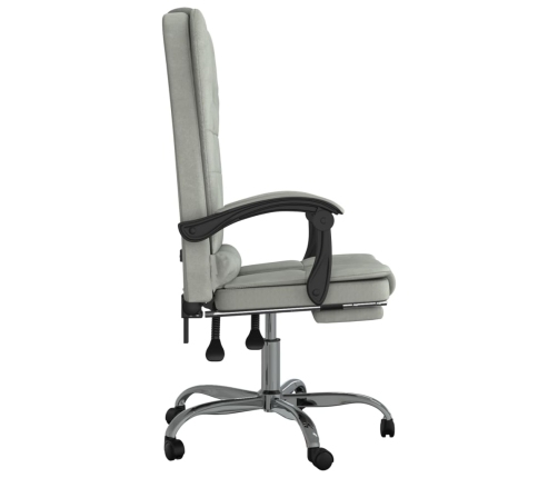 Silla de oficina reclinable con masaje terciopelo gris claro