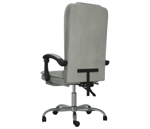 Silla de oficina reclinable con masaje terciopelo gris claro