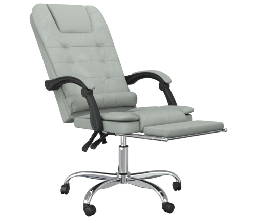 Silla de oficina reclinable con masaje terciopelo gris claro