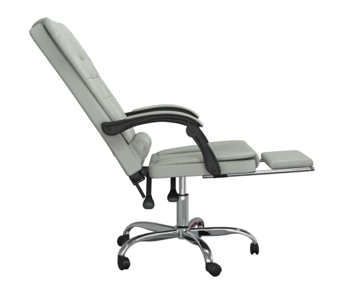 Silla de oficina reclinable con masaje terciopelo gris claro