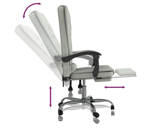 Silla de oficina reclinable con masaje terciopelo gris claro