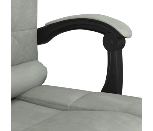 Silla de oficina reclinable con masaje terciopelo gris claro