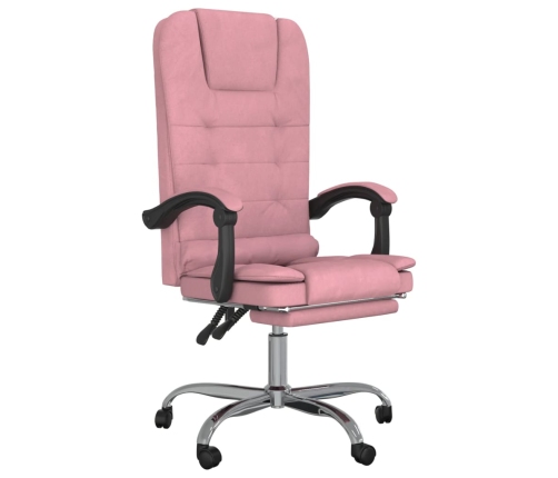 Silla de oficina reclinable con masaje terciopelo rosa