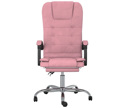 Silla de oficina reclinable con masaje terciopelo rosa