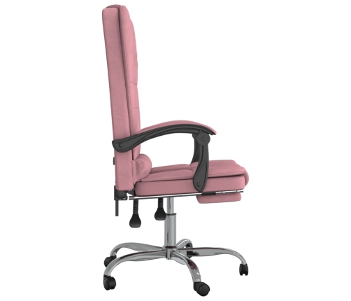 Silla de oficina reclinable con masaje terciopelo rosa