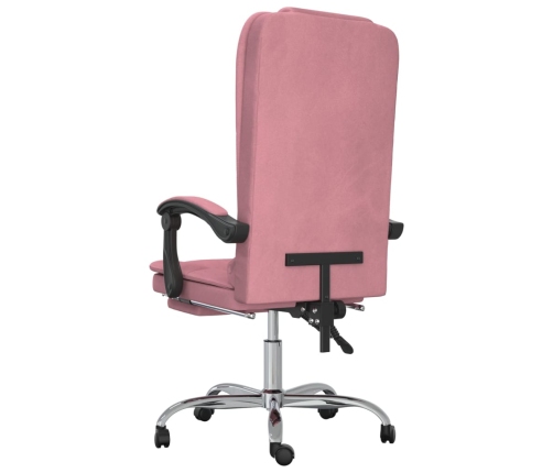 Silla de oficina reclinable con masaje terciopelo rosa