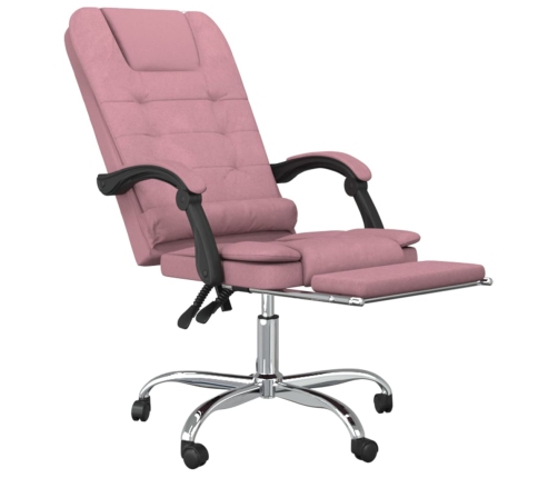 Silla de oficina reclinable con masaje terciopelo rosa