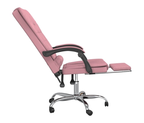 Silla de oficina reclinable con masaje terciopelo rosa