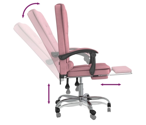 Silla de oficina reclinable con masaje terciopelo rosa