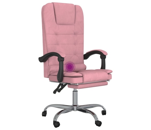 Silla de oficina reclinable con masaje terciopelo rosa