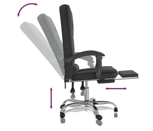 Silla de oficina reclinable con masaje terciopelo negro