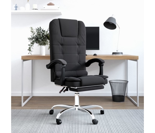 Silla de oficina reclinable con masaje terciopelo negro