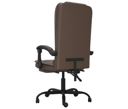 Silla de oficina reclinable masaje cuero sintético marrón