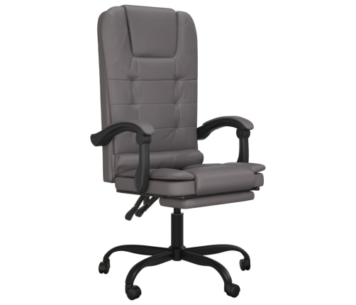 Silla de oficina reclinable masaje cuero sintético gris