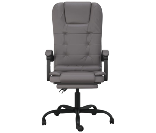 Silla de oficina reclinable masaje cuero sintético gris