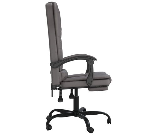 Silla de oficina reclinable masaje cuero sintético gris