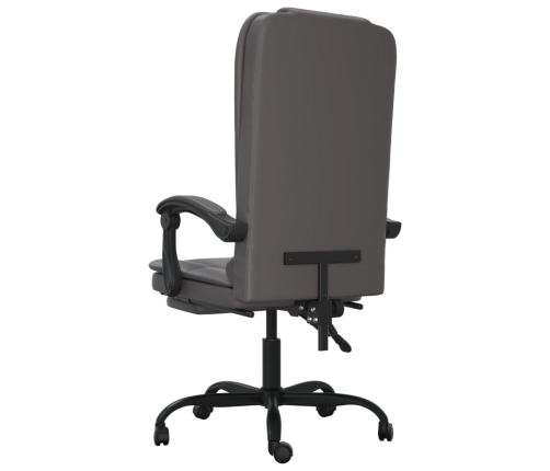 Silla de oficina reclinable masaje cuero sintético gris