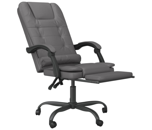 Silla de oficina reclinable masaje cuero sintético gris