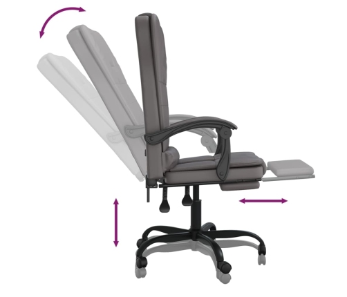 Silla de oficina reclinable masaje cuero sintético gris