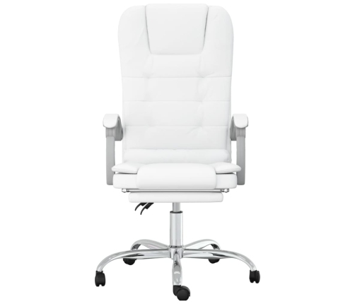 Silla de oficina reclinable masaje cuero sintético blanco