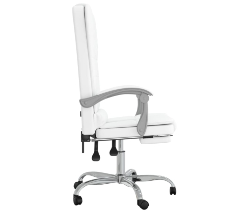 Silla de oficina reclinable masaje cuero sintético blanco