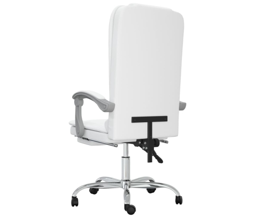 Silla de oficina reclinable masaje cuero sintético blanco