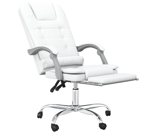 Silla de oficina reclinable masaje cuero sintético blanco