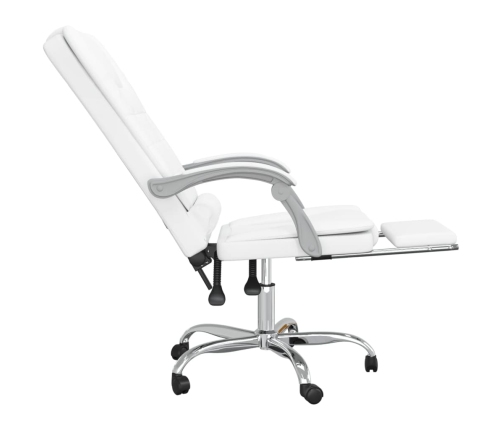 Silla de oficina reclinable masaje cuero sintético blanco