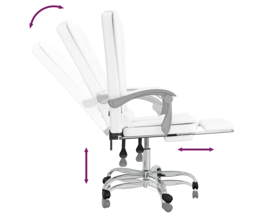 Silla de oficina reclinable masaje cuero sintético blanco