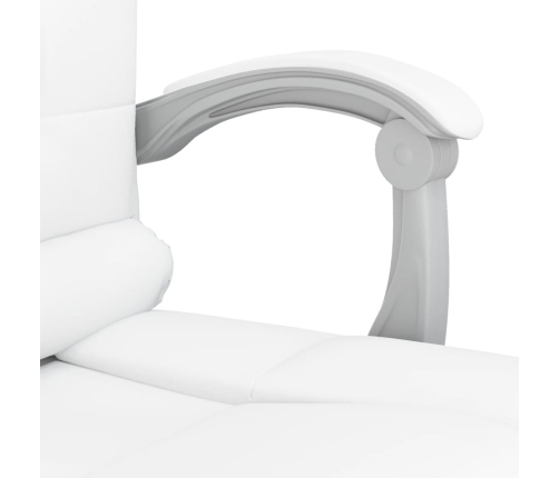 Silla de oficina reclinable masaje cuero sintético blanco