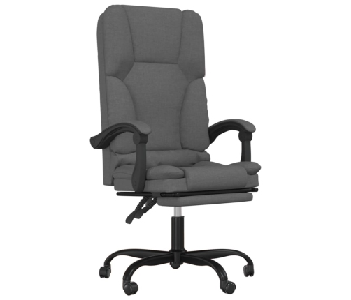 Silla de oficina reclinable con masaje de tela gris oscuro