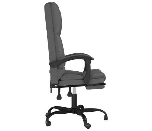 Silla de oficina reclinable con masaje de tela gris oscuro