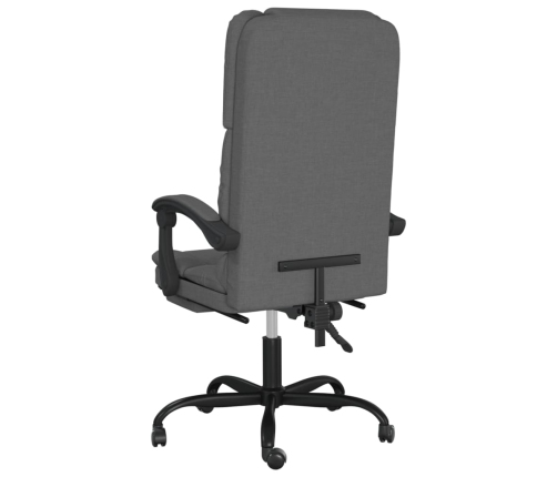 Silla de oficina reclinable con masaje de tela gris oscuro