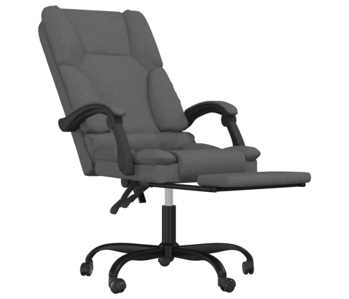 Silla de oficina reclinable con masaje de tela gris oscuro