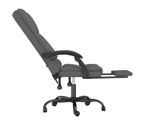 Silla de oficina reclinable con masaje de tela gris oscuro