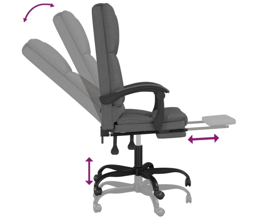 Silla de oficina reclinable con masaje de tela gris oscuro