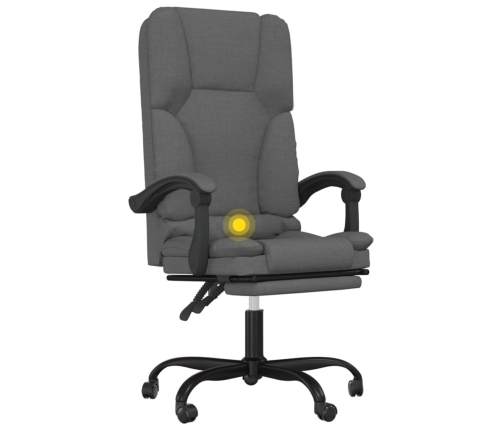 Silla de oficina reclinable con masaje de tela gris oscuro